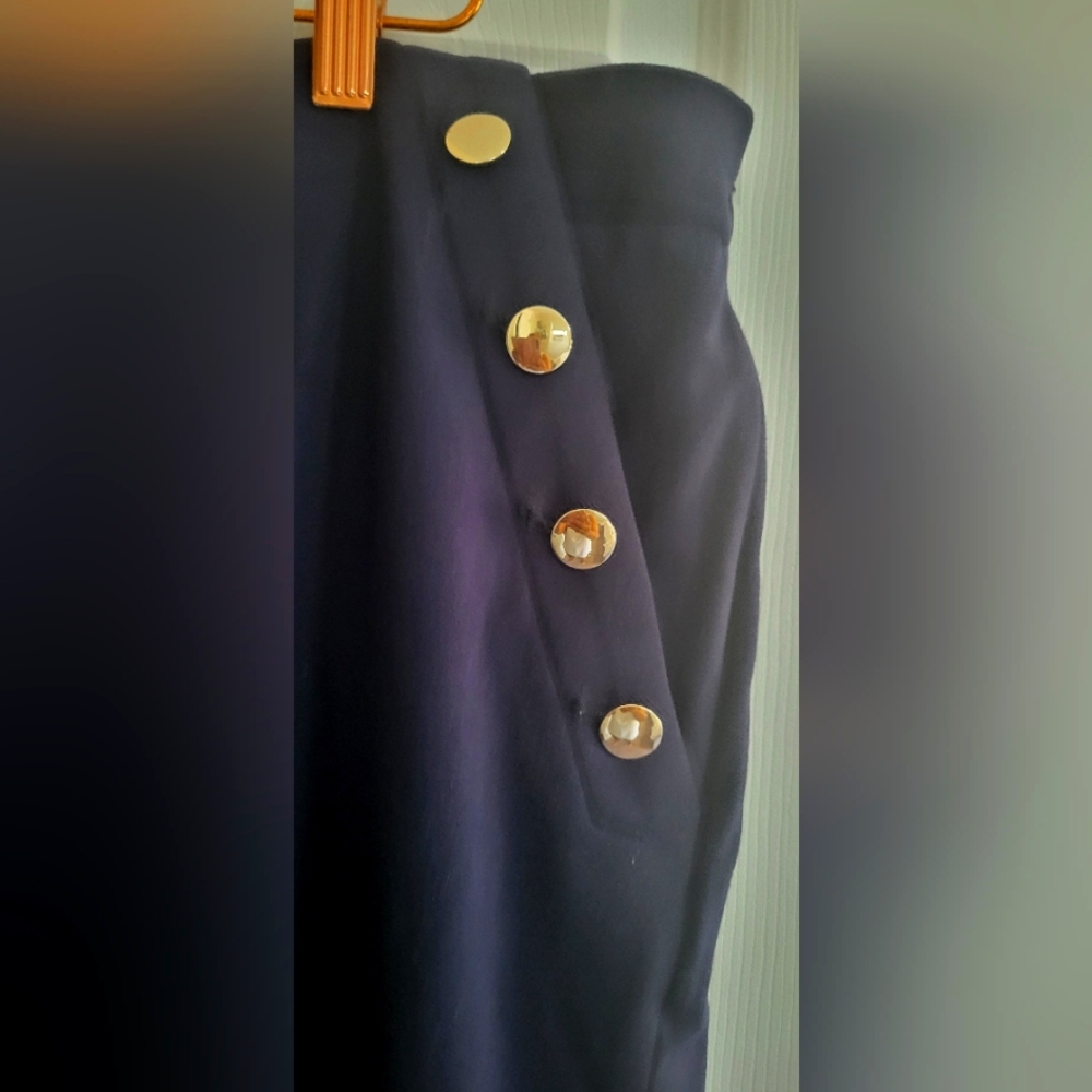 Elegant Navy Pants with Gold Accents